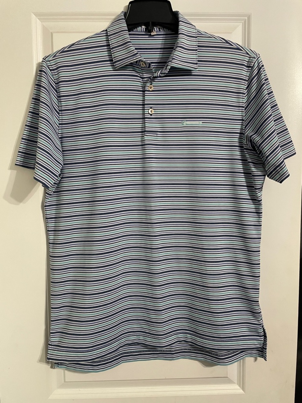 Peter Millar Summer Comfort Stripe Polo Shirt Size Medium Performance Golf